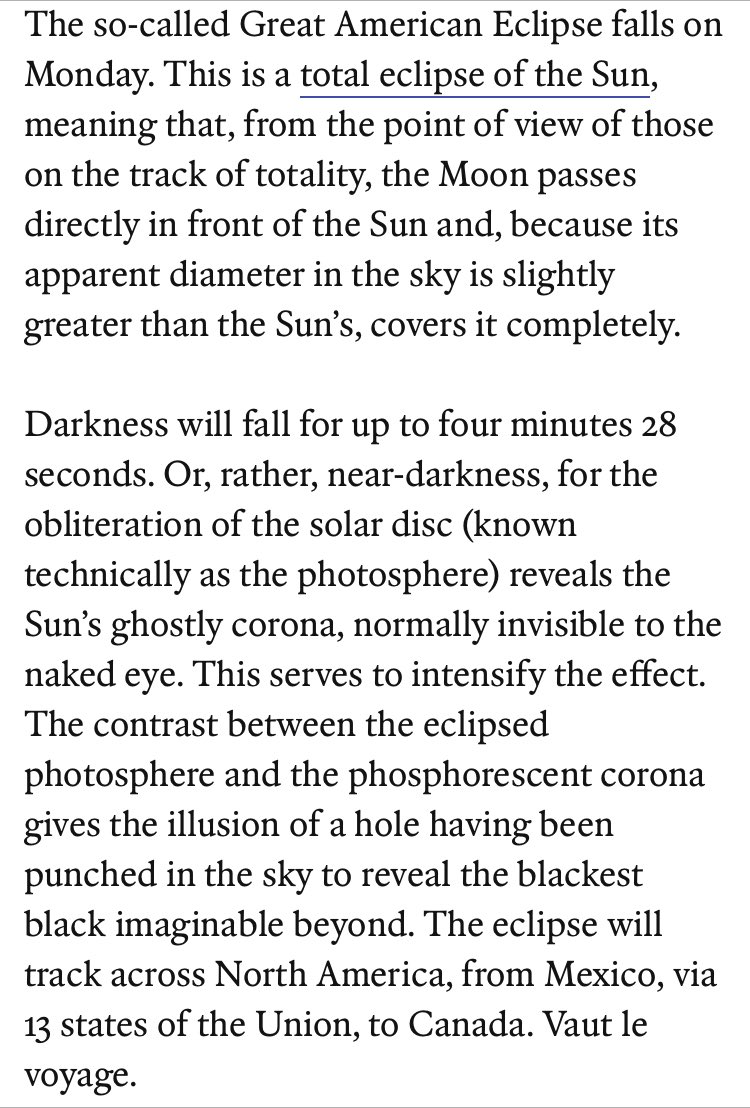 Nice title from @TheEconomist for their nugget on the total eclipse tonight! Enjoy if you’re lucky enough to be in the path! The last one I saw was in Kolkata in 1980 in near perfect conditions.