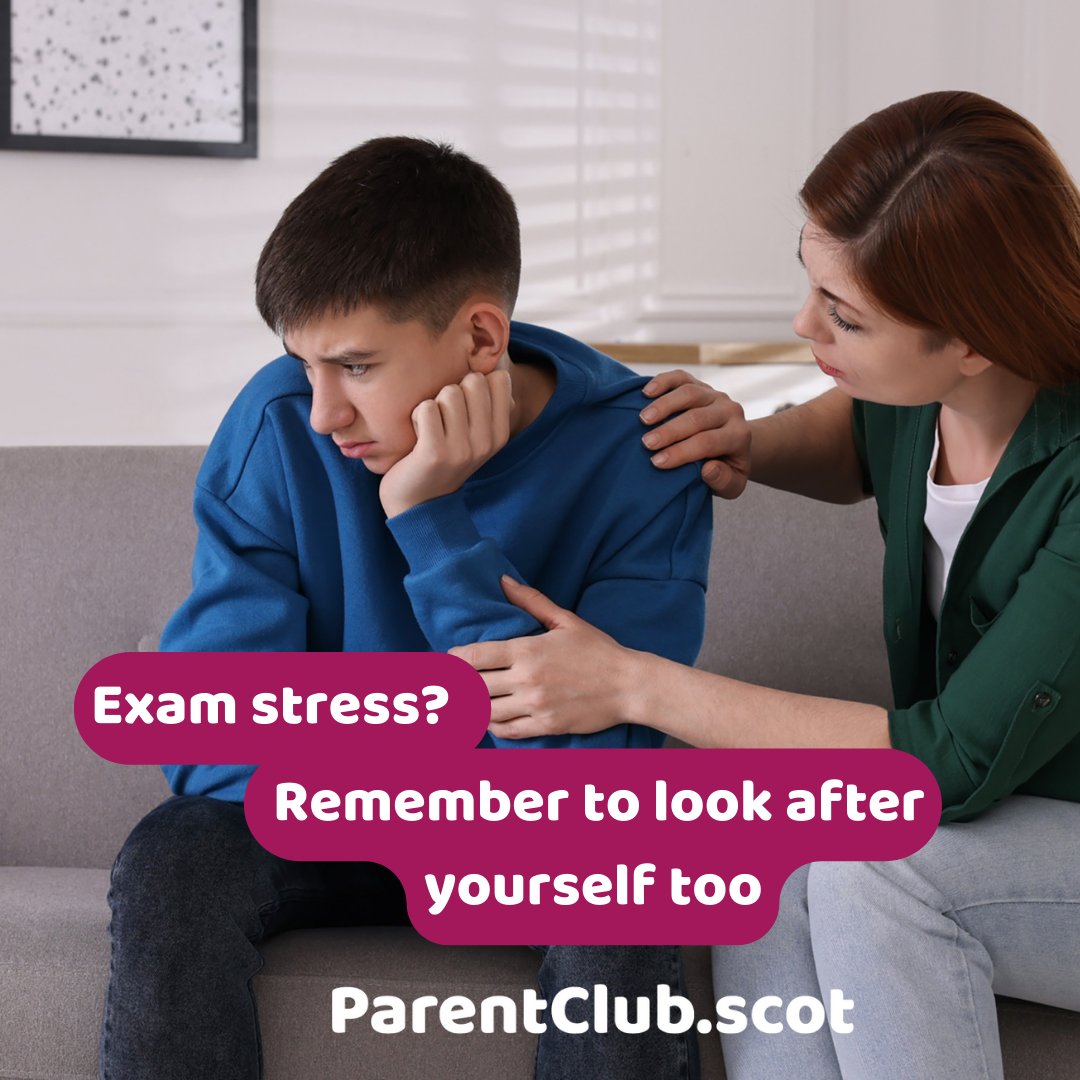 Exam time can be stressful for you as well as your teen, so make sure you look after yourself too 💛 We have lots of tips and advice on our website that can help, visit... ➡ parentclub.scot/articles/menta… ➡ parentclub.scot/articles/copin… #StressAwarenessMonth #ParentingTeens