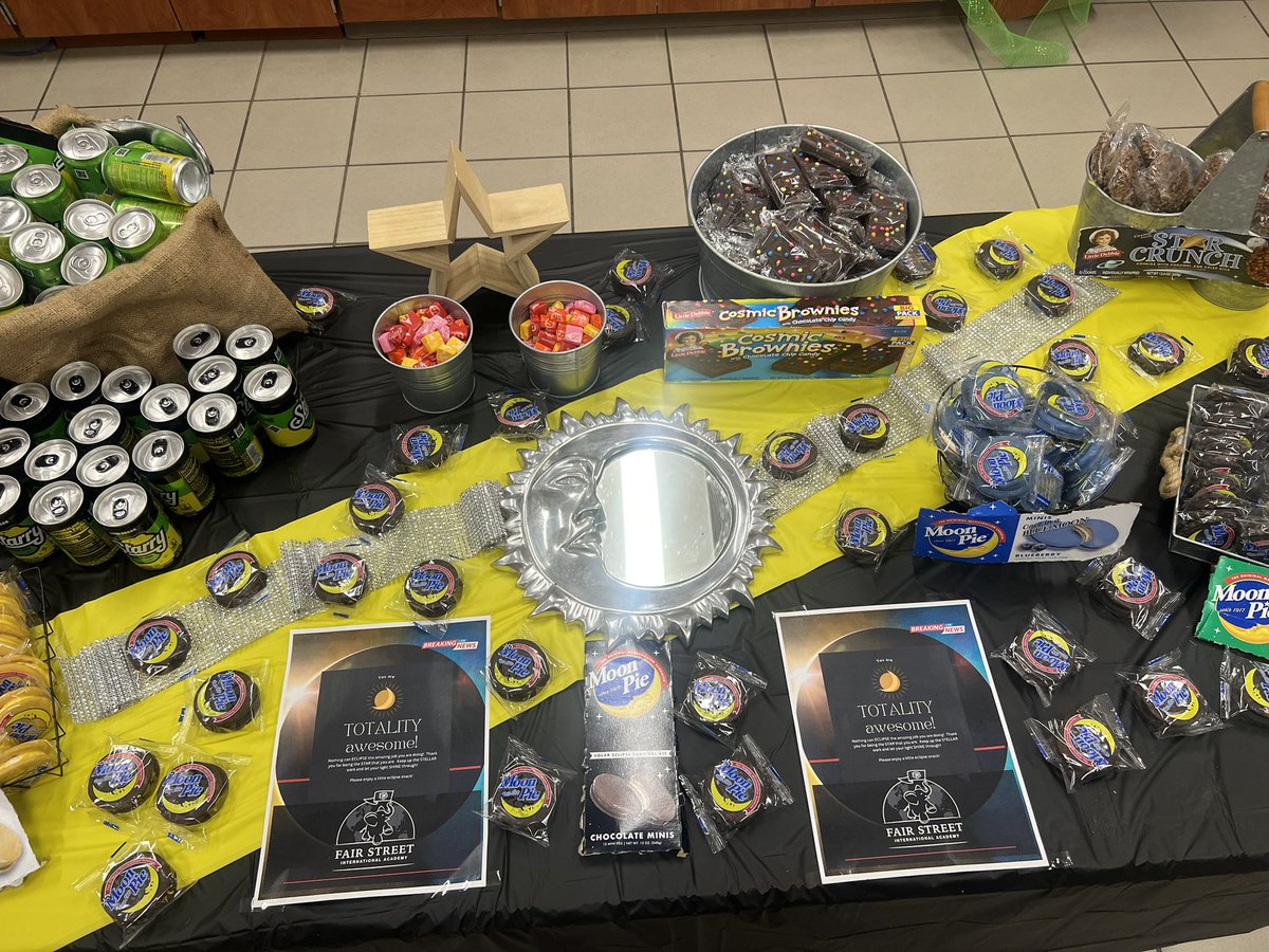 FSIAprincipal's tweet photo. #SolarEclipse2024 celebrating with a super stellar &amp; totality awesome @GCSS_FS  staff today! #loveyourstaff https://t.co/LuAjbbUJsh