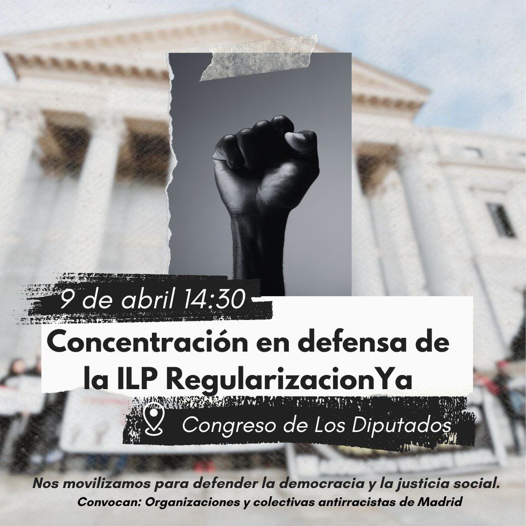 🚨CONVOCATORIA DE URGENCIA #ILPRegularizacion 
🗓️Martes 9, 14.30h 
📍Congreso de Diputados/as - Madrid

A esa hora empezará la votación que decidirá si la #ILPRegularización pasará a debate en el pleno del Congreso ¡¡Nos toca defenderla!!

#ILPRegularizacion
#NoAlPEMA