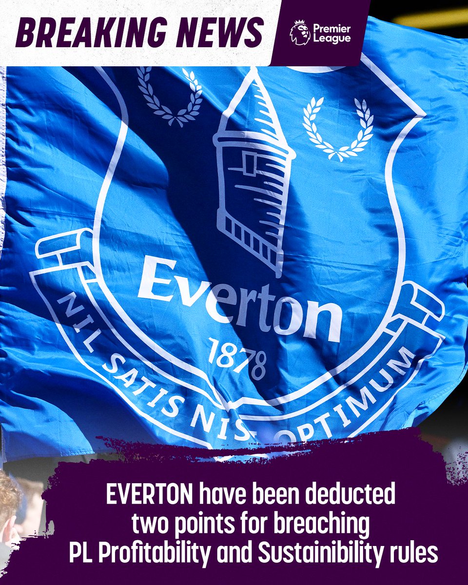 Everton have been handed another points deduction by the Premier League.