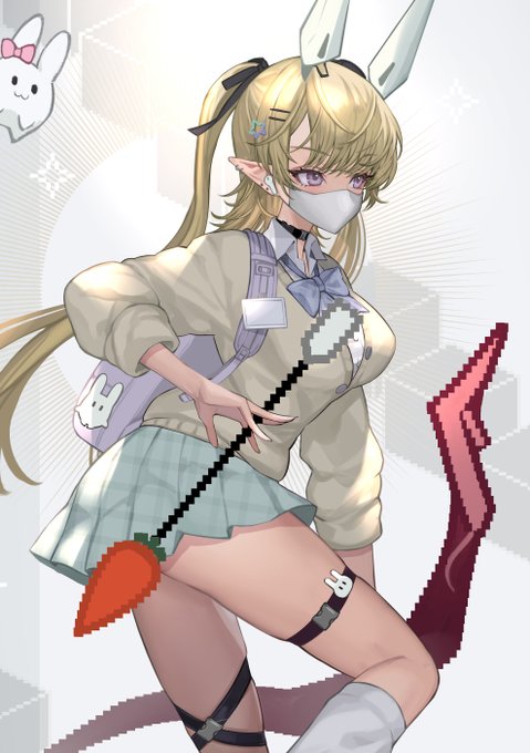 無かったのでこちらのマスク差分も(>'-'<) 