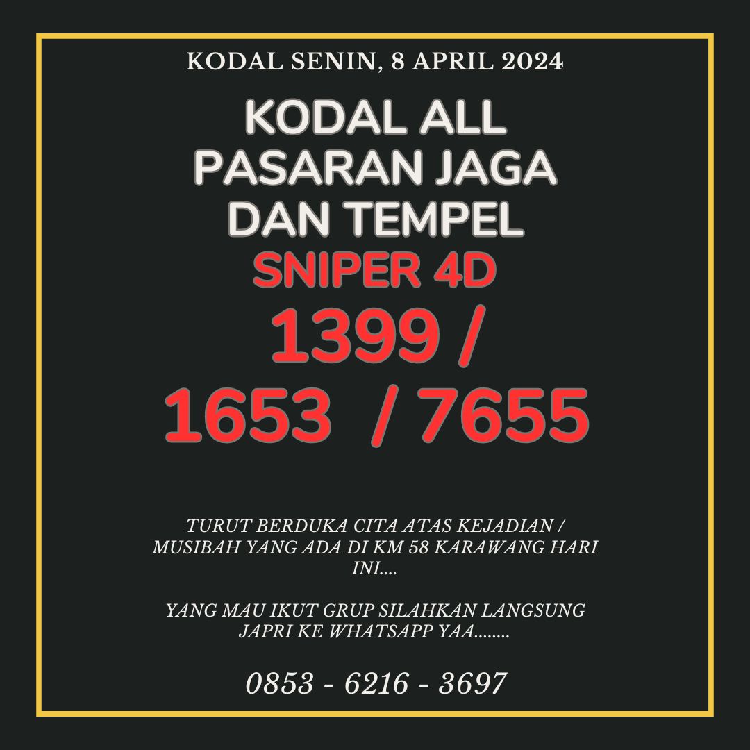 Abahhokibarbar's tweet image. UNTUK INFO PREDIKSI JADI SEMUA PASARAN / GRUP PREDIKSI ABAH HOKI BISA LANGSUNG MAMPIR WHATSAPP ABAH YA wa.me/+6285362163697

#kodal
#kodealam
#togel 
#togelhariini 
#4djitu 
#viral 
#km58
KM 58 Primajasa Grandmax #Exhuma Ceweknya Muhammadiyah Alien