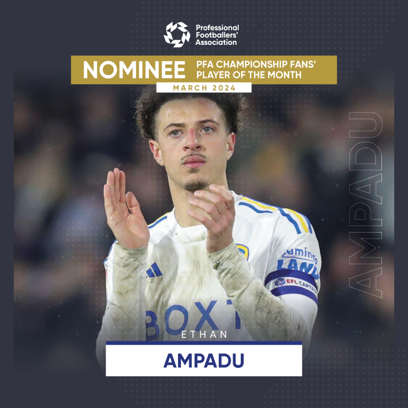LUFC's tweet photo. 🗳️ @ethanamp26 has been nominated for the @PFA Championship Fans' Player of the Month for March! Vote now!