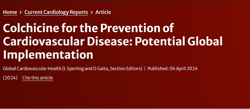 New Publication! Potential global implementation of #colchicine to target residual #inflammation in #CAD. Kudos to Dr Michael Garshick, @nyugrossman cardiology fellow Dr Robert Zhang + collaborators Dr Brittany Weber and Dr Diego Araiza-Garaygordobil! bit.ly/4cLBGLU