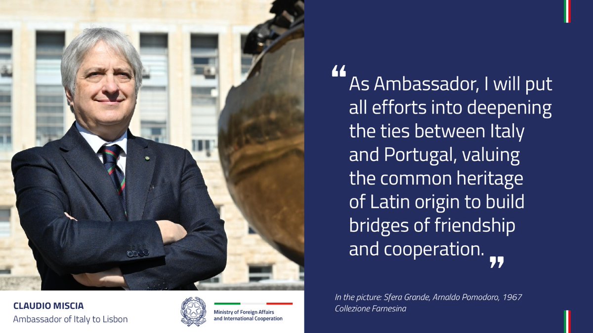 Congratulations to Claudio Miscia, new Ambassador of Italy to Portugal 🇮🇹🤝🇵🇹 . @ItalyinPortugal