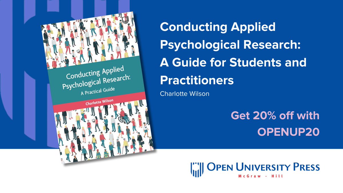 'Such a useful book for #appliedpsychology researchers.” - @SamCH_ClinPsych Conducting Applied Psychological #Research by @CharlotteEWils is available now and you can get 20% off with code OPENUP20 at checkout: bit.ly/3uwnNjo