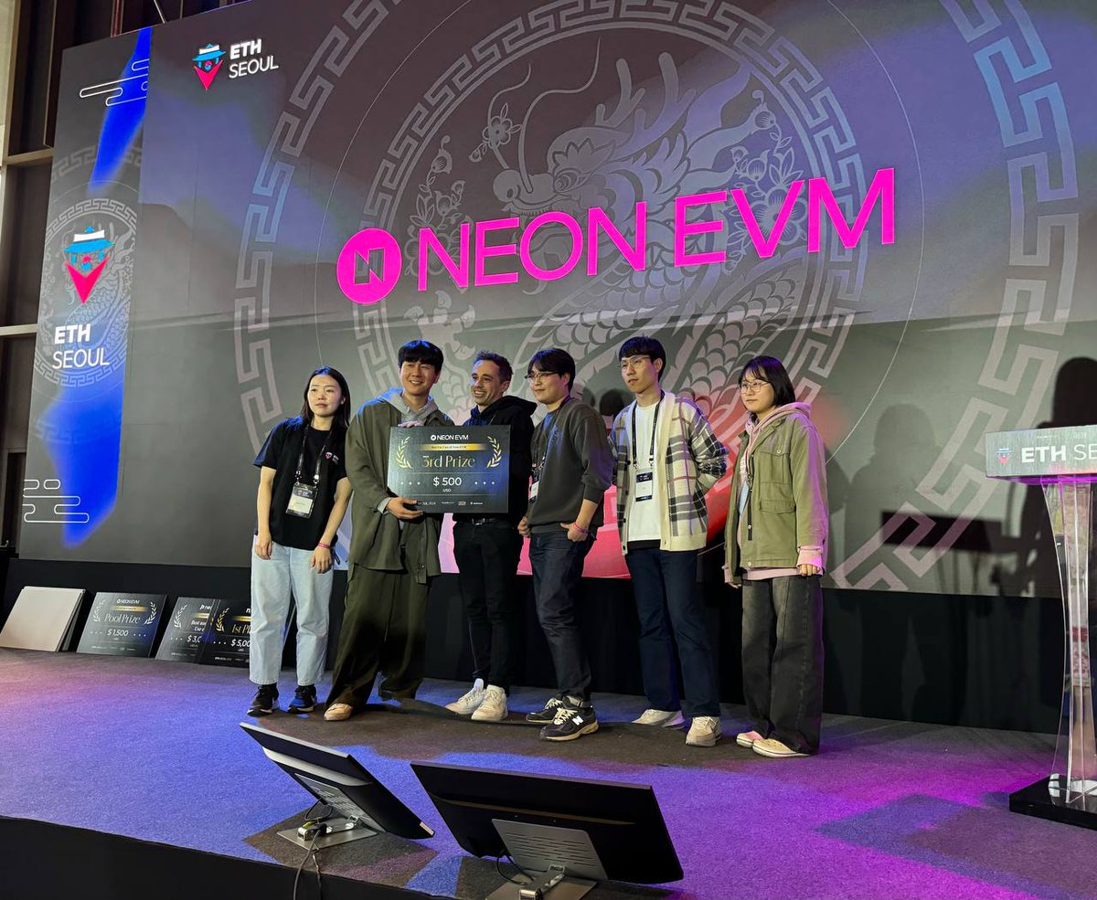 Congrats to Neon's @eth_seoul_ bounty winners🏆 The Top 3: 🥇@standardweb3's intent-based AI powered crypto-trading DEX model to challenge Uniswap's XYK. StandardX prioritizes user intents to realize the K = X/Y model, paving the way for a new trading paradigm. 🥈Dam Grants'…