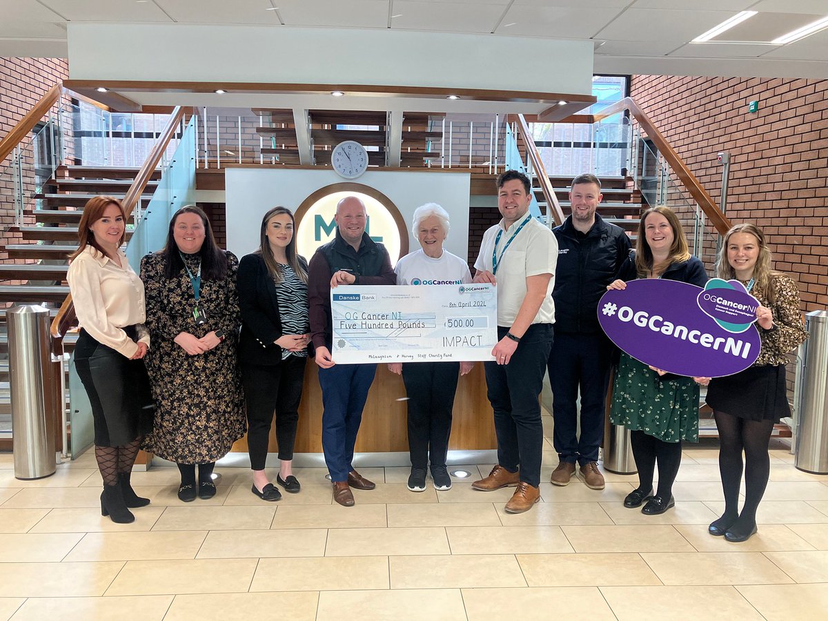 We were delighted to welcome @OGCancerNI to our office this morning. Through our IMPACT Charity Scheme, fully funded by our employees, the charity received a £500 donation and Mrs Helen Setterfield MBE gave our employees a short awareness talk. bit.ly/3PPlijO