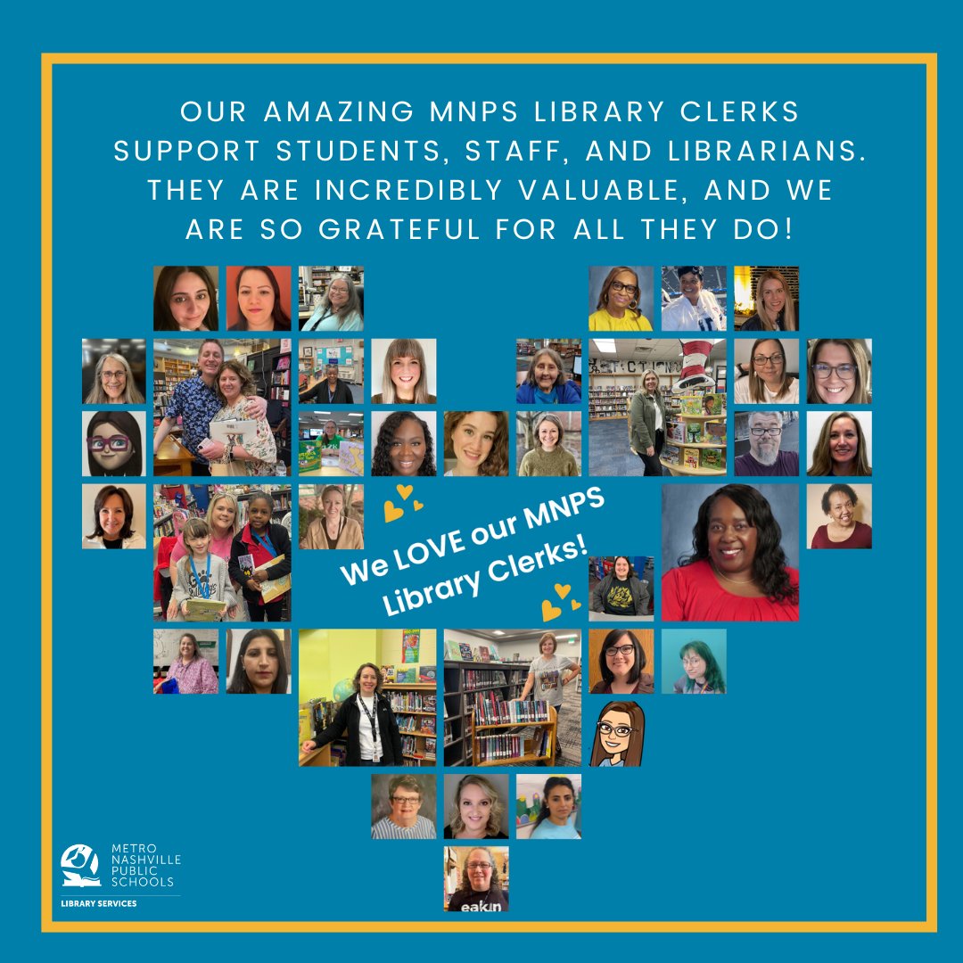 Our amazing MNPS library clerks support students, staff, and librarians. They are incredibly valuable, and we are so grateful for all they do! @metroschools #SchoolLibraryMonth #MNPSLibraries
