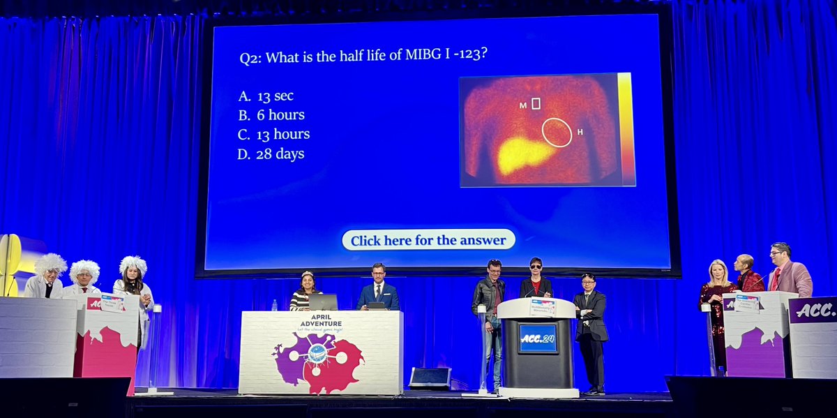 Exciting and informative CV imaging Jeopardy session led by the always dynamic @NitiCardio this AM at #ACC24! The tiara is AWESOME 😀 @ACCinTouch @onco_cardiology @cardio10s @MyASNC @NotNoninvasive @heartsmartpro @RBP0612