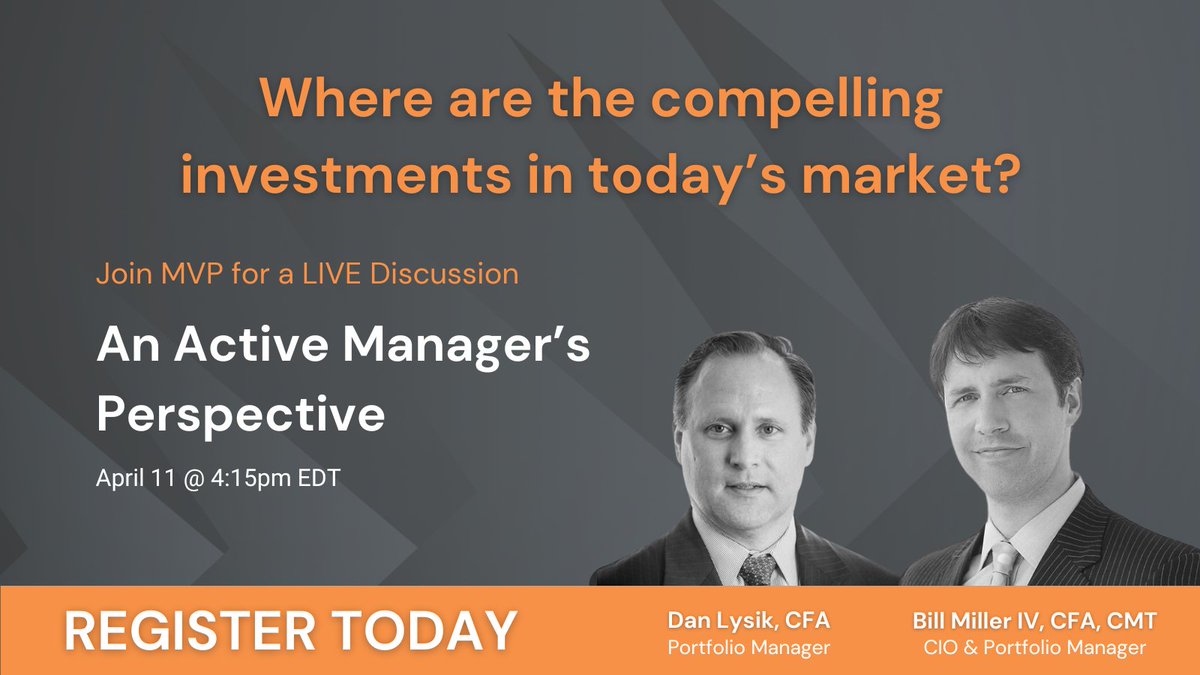 Don’t miss this opportunity to hear from our investment team. Register here: us02web.zoom.us/webinar/regist… #markets #activeinvesting #valueinvesting #stocks #bonds #livecall @billfour #marketperspective #investing