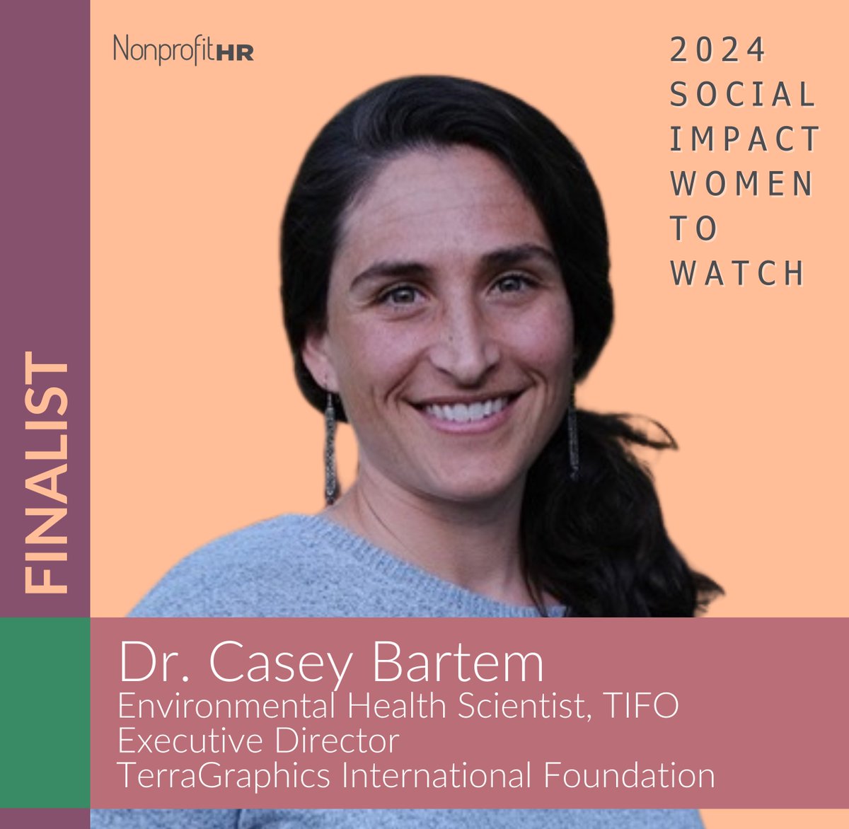 Finalist Spotlight Series: Dr. Casey Bartrem is an Environmental Scientist and TIFO’s Executive Director. Learn more about Dr. Bartrem and all the exceptional finalists named to this year's Social Impact Women to Watch List: nonprofithr.com/2024-social-im… 
#NonprofitHR #2024W2W