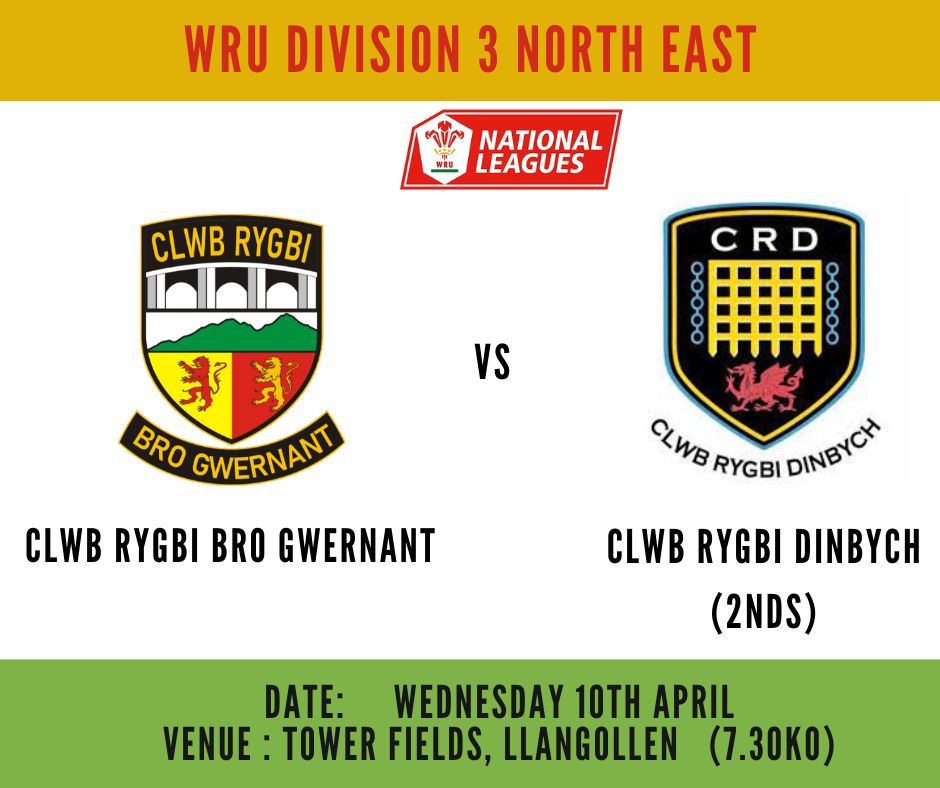 It will be Lights 💡Camera📷action 🏉👊this Wednesday at Tower Fields. Clwb Rygbi Bro Gwernant vs @CRDinbych 2nds 📆Wednesday 10th April ⏰7.30KO 📍Tower Fields, LLangollen Thanks to @wearespeedy for giving us light 😀 to get the game on! @GogPod @ovalzonerugby