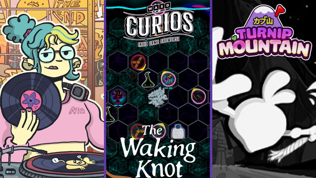 Last but certainly not least, we have three more games in our Curios collection. 🕹️WAX HEADS - Murray Somerwolff & Rocío Tomé 🕹️The Waking Knot - Bill Owers & Stan Irvin-Wilmot 🕹️Turnip Mountain - Luke Sanderson What are you waiting for? Come to WASD for a fun filled weekend!