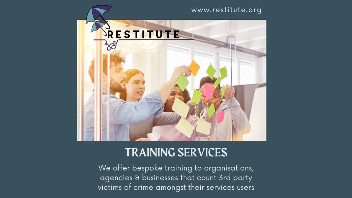 We offer training to organisations that count 3rd party victims of crime amongst their services users. The reality is – if you serve the public – you will be working with people who have suffered violent or sexual crime &amp; the people who care for them restitute.org/training/
