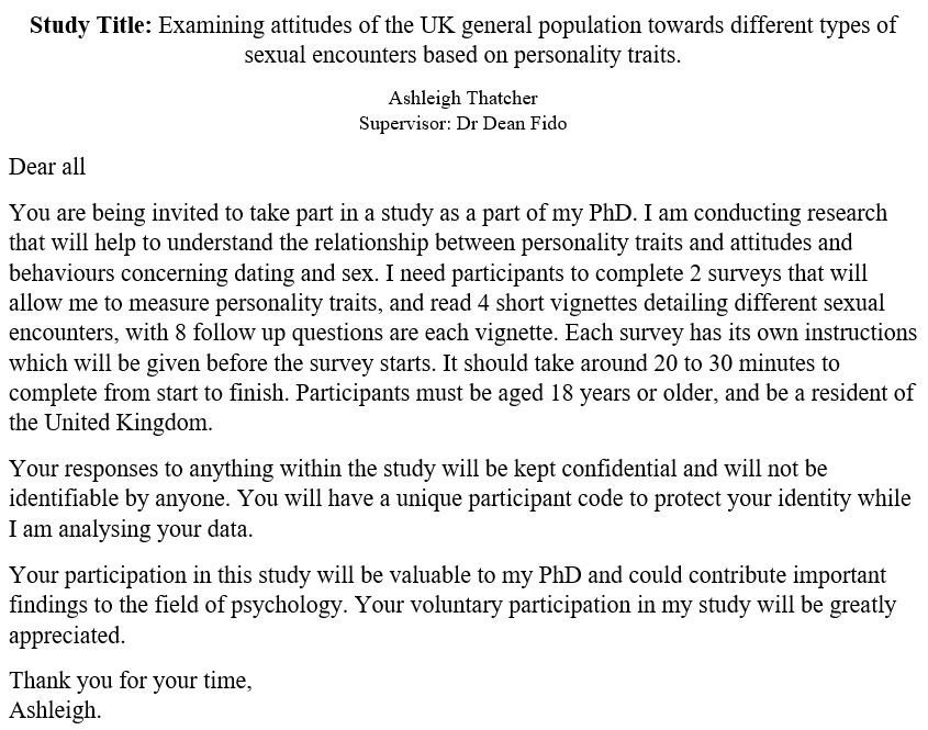 AshleighPsych's tweet photo. I am currently looking for adult (18 years or older) residents of the UK to take part in a survey for my PhD. 

Any participation or shares would be greatly appreciated! 

To take part, please following this link: https://t.co/l7m23FV2S7 https://t.co/RDUFwQoEQD