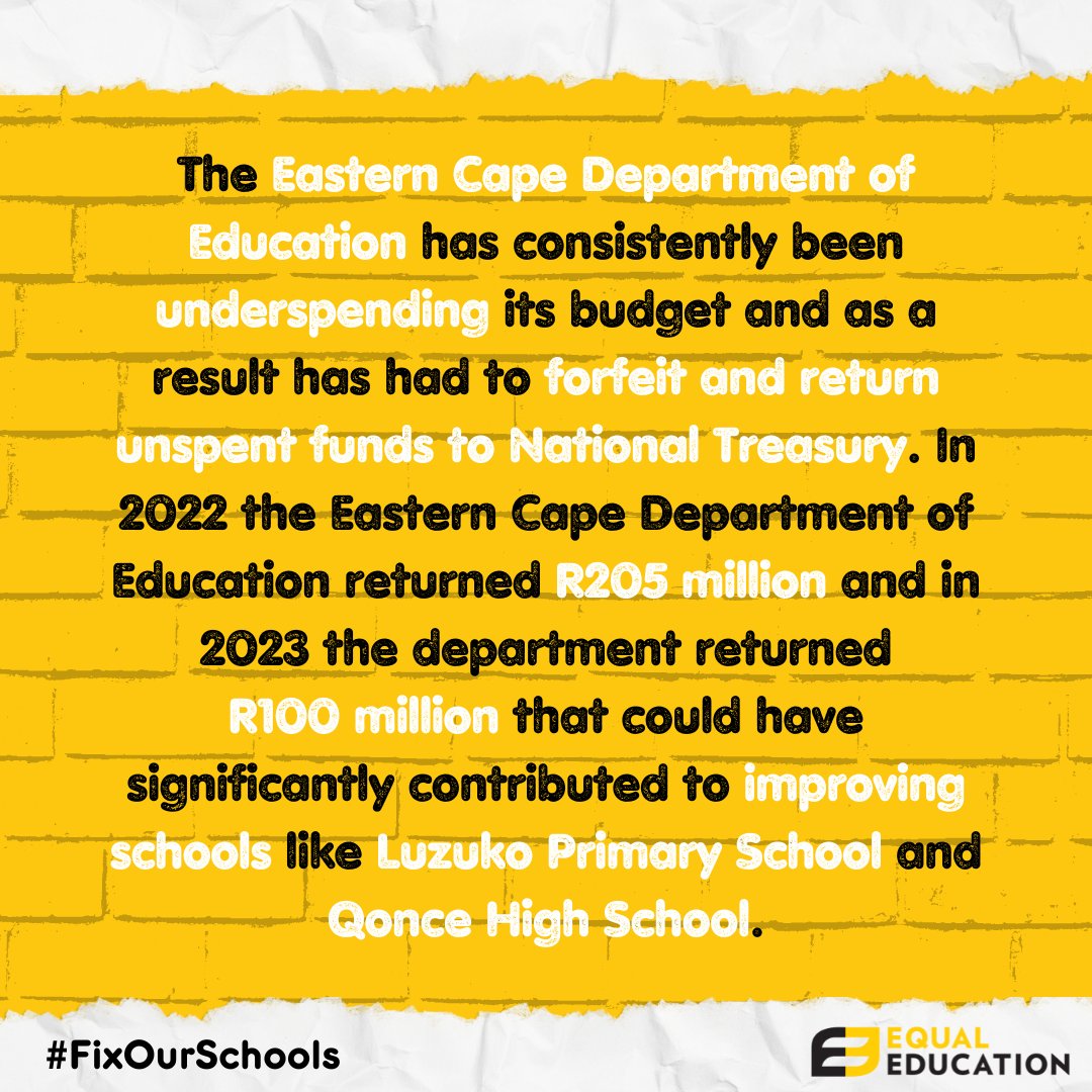 Schools like Luzuko Primary School & Qonce High School continue to be neglected by government even though the infrastructure conditions at these schools are unbearable, with no prospect of being fixed any time soon. #FixOurSchools Read the story of Luzuko Primary School🛠️🏫 👇🏿