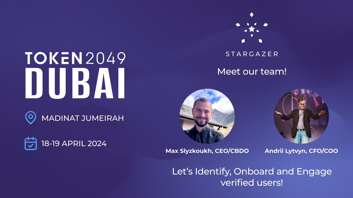 Meet us at Token2049 in Dubai!

Let's identify, onboard, and engage verified users with our cross-chain identity protocol!

#TOKEN2049 #Dubai