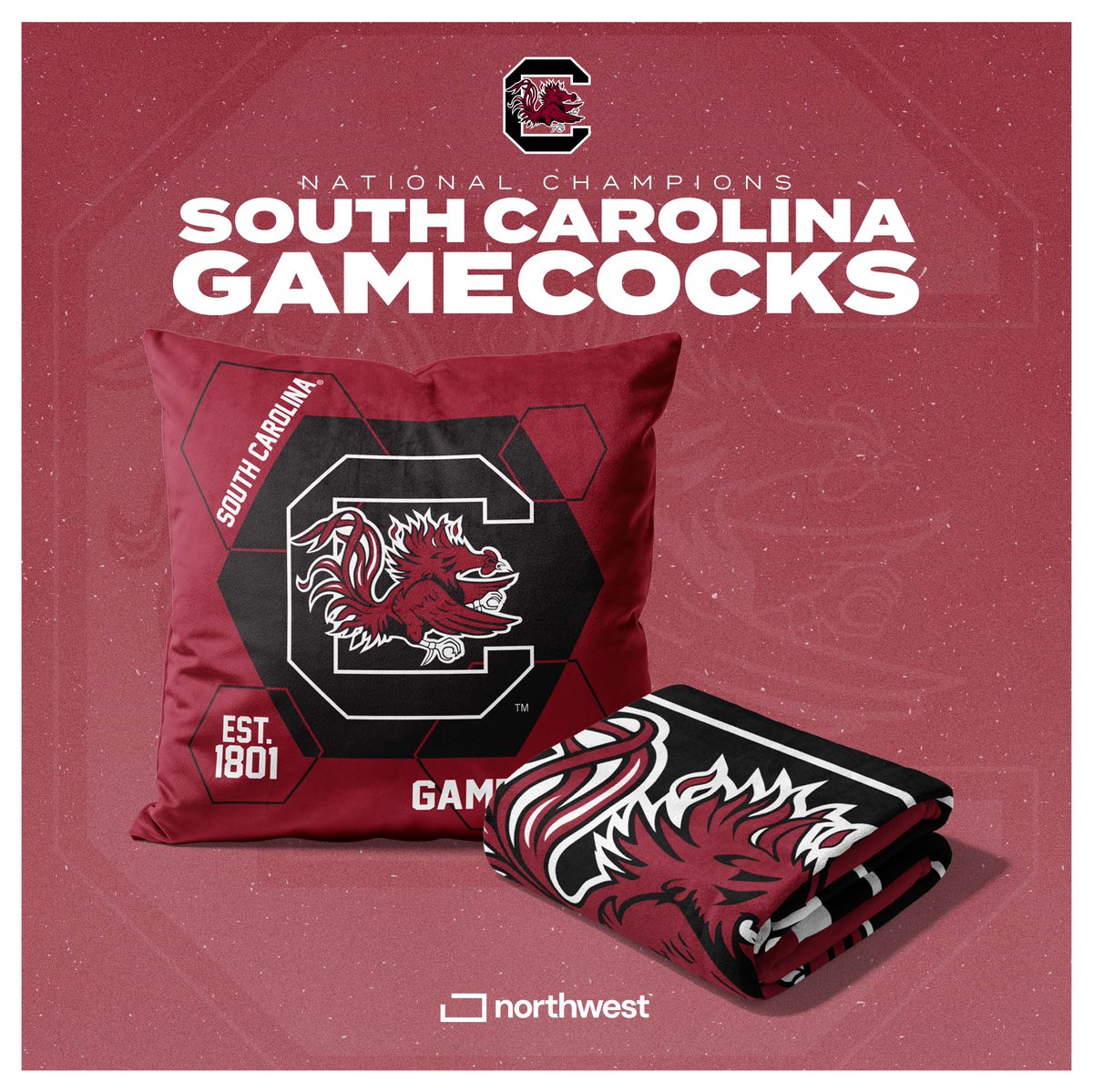 Congrats to @GamecockWBB on winning the National Championship!!! 🏆🏀 Celebrate their undefeated season by cozying up with our @UofSC throw blankets, pillows and more: bit.ly/3U87IKL #MarchMadness | #Gamecocks | #Northwest