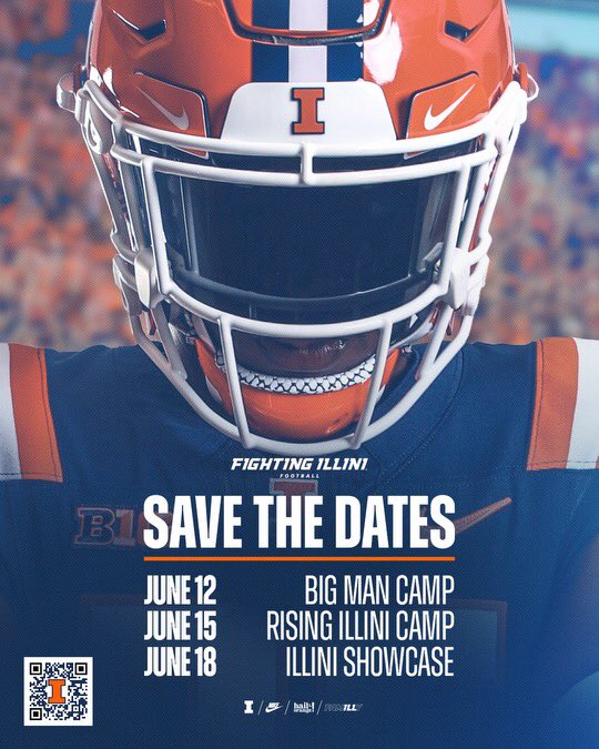 Thank you @coachPatRyan and @IlliniFootball for the camp invite. I appreciate it.