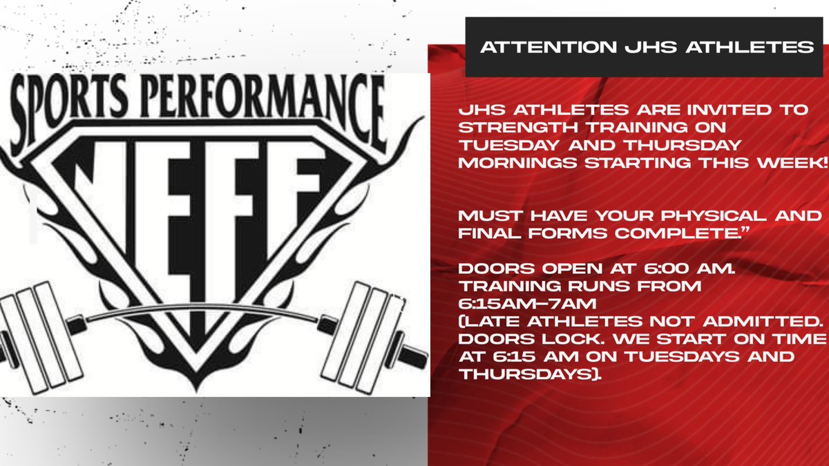 Jeffsportsperformanc (@jeffhs_sp) on Twitter photo All athletes Tuesday and Thursday mornings- @JeffHS_AD @JeffHS_BBB <a href="/JeffHS_BSoc/">Jeffersonville Boys Soccer</a> <a href="/JeffHS_GSoc/">Jeffersonville Lady Devils Soccer</a> <a href="/JeffHS_VB/">RedDevilVBall</a> <a href="/JeffHS_BTF/">Jeffersonville High School Track and Field</a> <a href="/JeffHS_BTN/">JeffHS_BTN</a> @JeffHS_wres @JeffHS_BSB <a href="/jeffhs_SWD/">Jeff HS Swimming</a> <a href="/JeffHS_SB/">Jeff High Softball</a> @JeffHS_GBB All athletes Tuesday and Thursday mornings- @JeffHS_AD @JeffHS_BBB <a href="/JeffHS_BSoc/">Jeffersonville Boys Soccer</a> <a href="/JeffHS_GSoc/">Jeffersonville Lady Devils Soccer</a> <a href="/JeffHS_VB/">RedDevilVBall</a> <a href="/JeffHS_BTF/">Jeffersonville High School Track and Field</a> <a href="/JeffHS_BTN/">JeffHS_BTN</a> @JeffHS_wres @JeffHS_BSB <a href="/jeffhs_SWD/">Jeff HS Swimming</a> <a href="/JeffHS_SB/">Jeff High Softball</a> @JeffHS_GBB