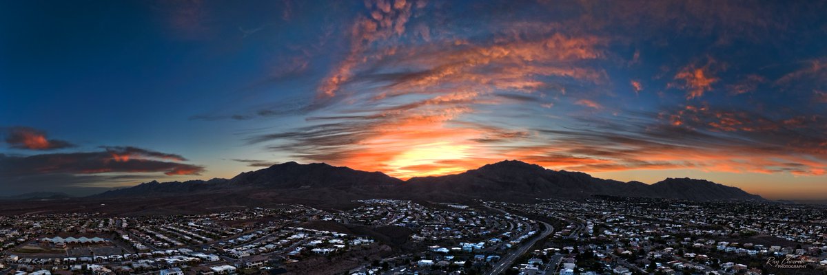 Drone panorama of this morning's El Paso sunrise. #Sunrise #ElPaso #Texas #txwx #epwx #Drone #DJIMini3Pro #PanoPhotos #ThePhotoHour