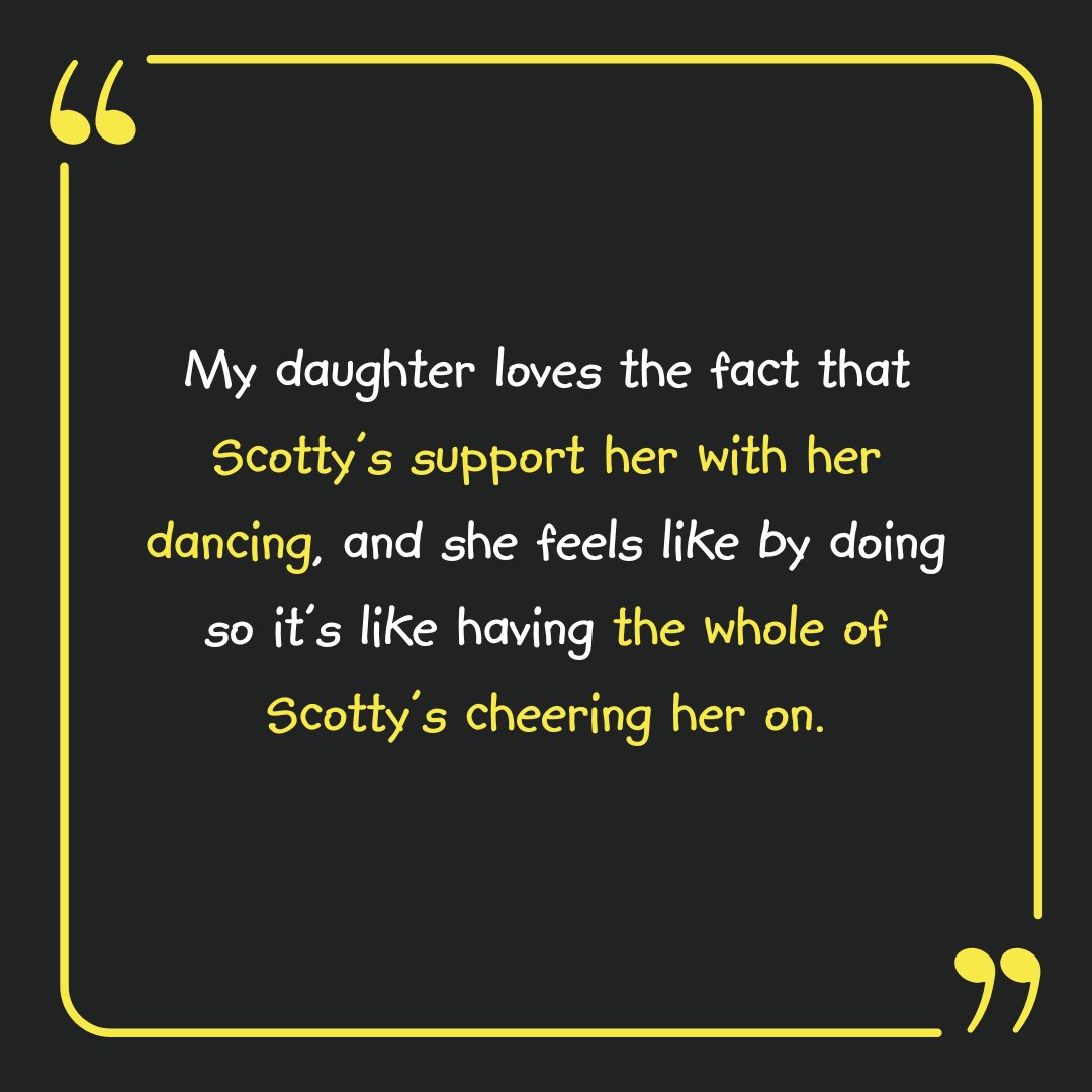 'My daughter loves the fact that Scotty's support her with her dancing, it's like having the whole of Scotty's cheering her on.' Let's keep the cheers going! Take The Pledge and support more children and young people 👉🏼 scottyslittlesoldiers.co.uk/scottyspledge #ScottysSupport #ThePledge