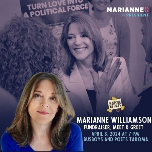 'This is not a time for politics as usual, for politics as usual has failed us. And to lead us at this time of peril, the best man for the job is a woman' - Busboys and Poets. Vote Marianne Williamson; send her to the Democratic Convention with Delegates...