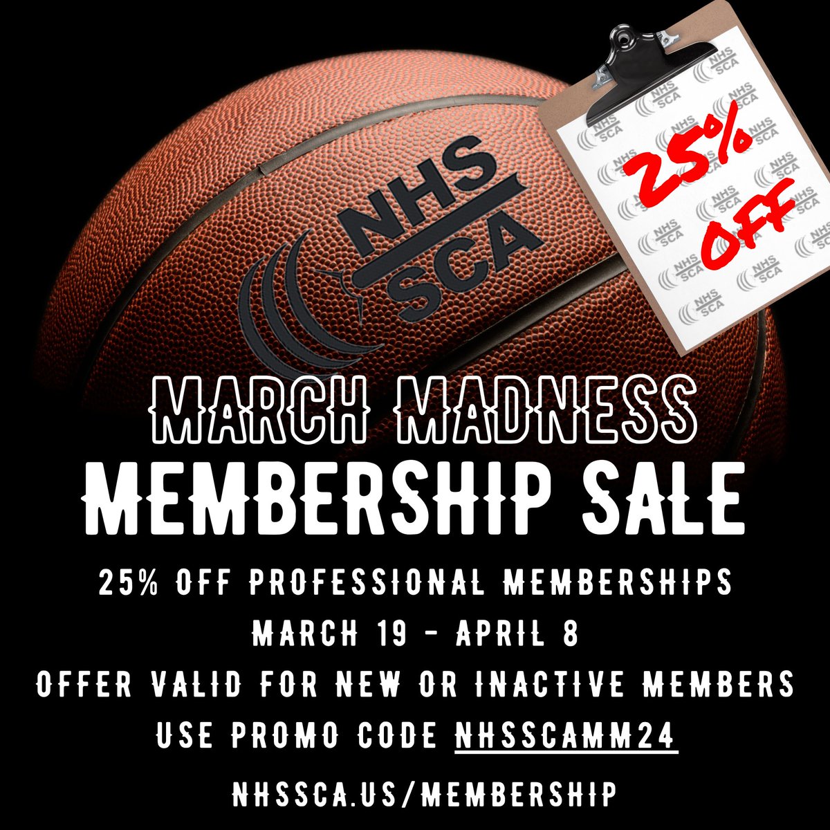📣 Last day to take advantage of our March Madness sale! ⏳ nhssca.us/membership_pri…