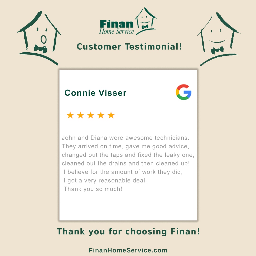 finanhome's tweet image. Huge shoutout to Connie for taking the time to leave us a glowing Google review! Your kind words mean the world to us at Finan Home Service. Thank you!

finanhomeservice.com

#FinanHomeService #Testimonial #HappyCustomer #ldnont #Plumbing