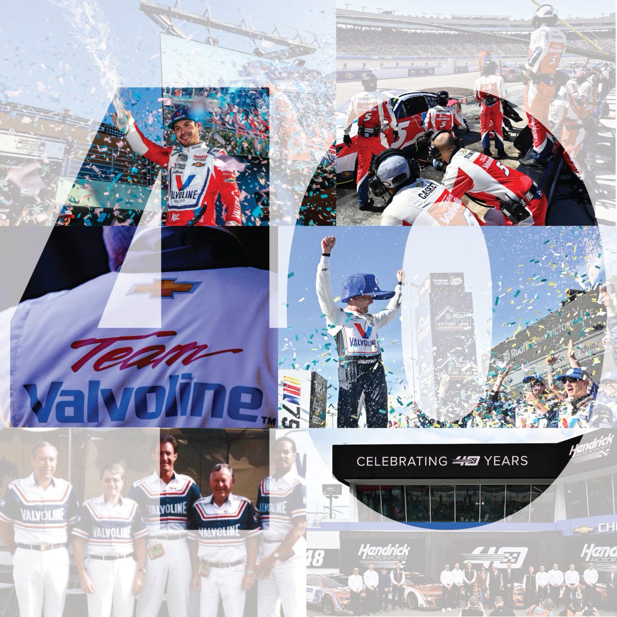 Cheers to 40 years of the winningest team in NASCAR Cup Series history. @TeamHendrick we’re honored to have you as part of #TeamValvoline