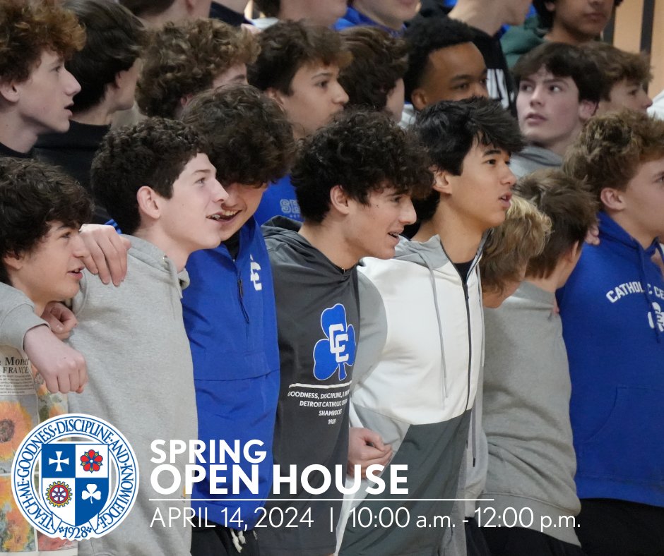 Join us at our Spring Open House on Sunday, April 14 from 10:00 - noon! Explore the building at your own pace and meet teachers, coaches, moderators, students, alumni, and parents. Register online at catholiccentral.net/admissions/vis…