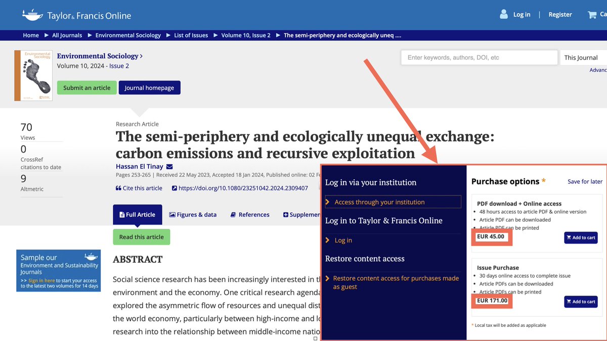 Talking about unfair appropriation of wealth, it is time for us scholars to stop giving our time as authors, editors, and reviewers to for-profit journals like @tandfonline. Science is not for sale.