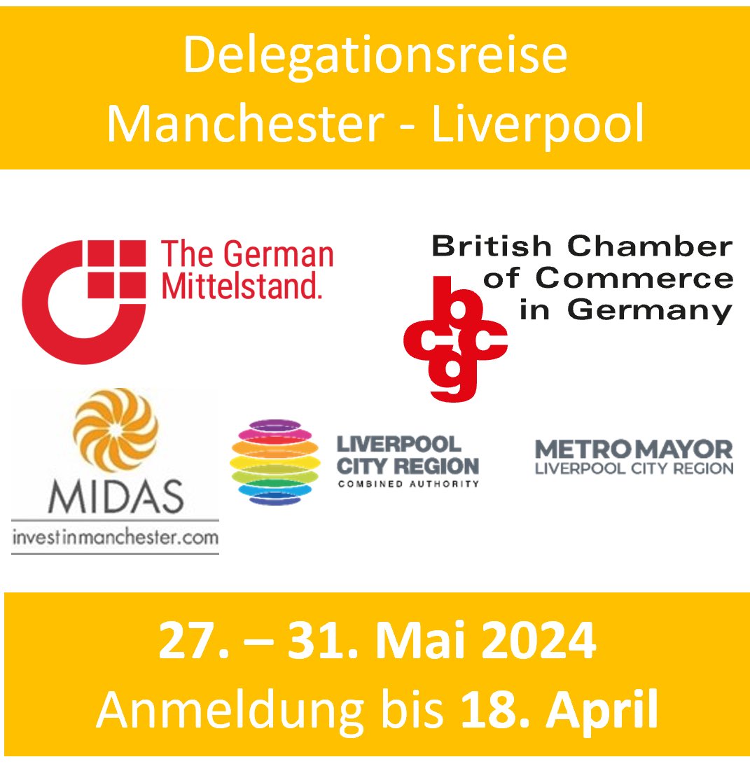 EINLADUNG: Unternehmerreise nach Manchester und Liverpool, ins Herz🎯 der 🇬🇧britischen Industrie 📝 bis 18. April doo.net/veranstaltung/… @BVMWeV @BCCGeV @bremeninvest @HanBriGes @Der_BDI @IWR_eV