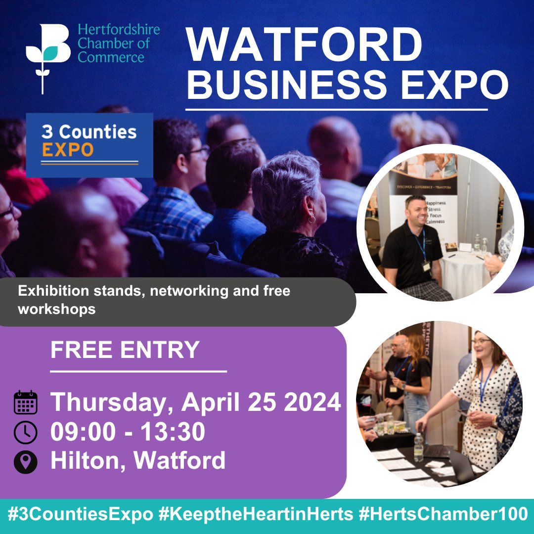 Just over two weeks to go until this year’s @3CountiesExpo in Watford and the Herts Chamber team is getting VERY excited for this event. To learn more, visit: 3countiesexpo.co.uk/events/3-count…… #3CountiesExpo