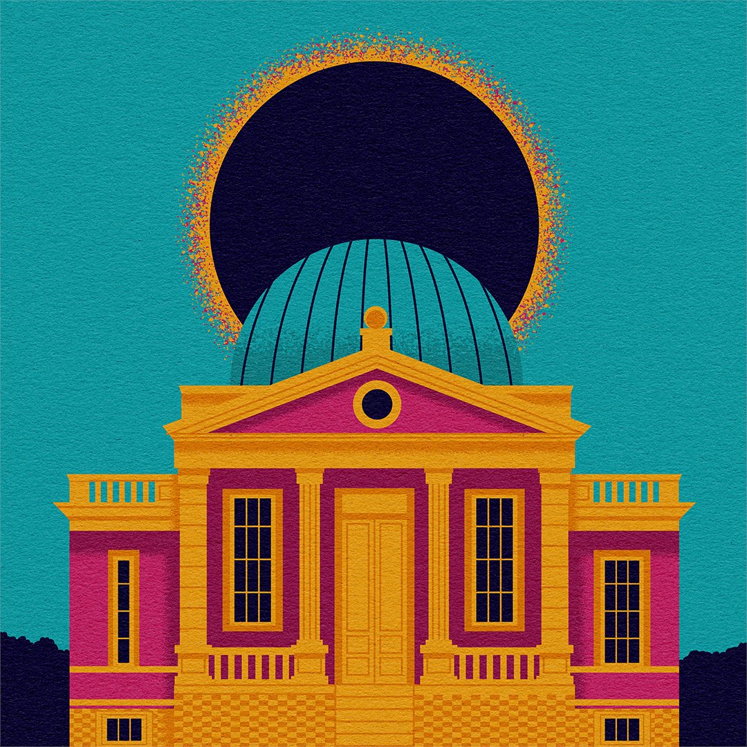 Into_Roblivion's tweet image. A late gm. More like ga at this point. I took a much need trip with the family so haven&apos;t been on here too much. Ready for the eclipse today. This is an illustration I made of the Cincinnati Observatory to celebrate.