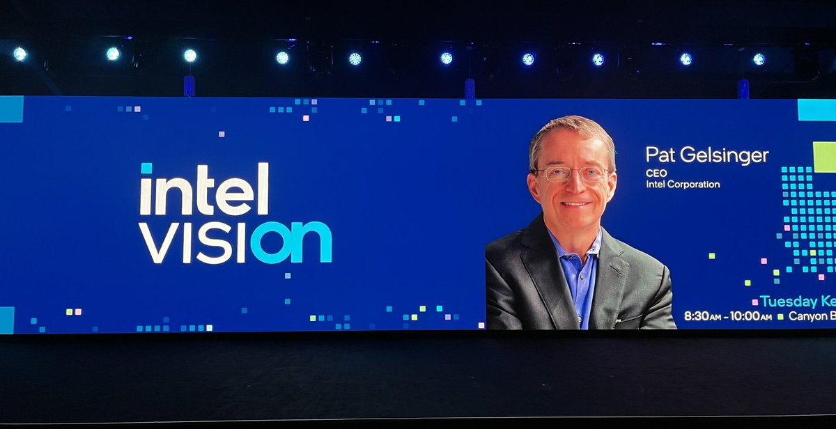 I’m in my seat for the opening keynote of Intel Vision 2024 — “Bringing #AI Everywhere” @intel