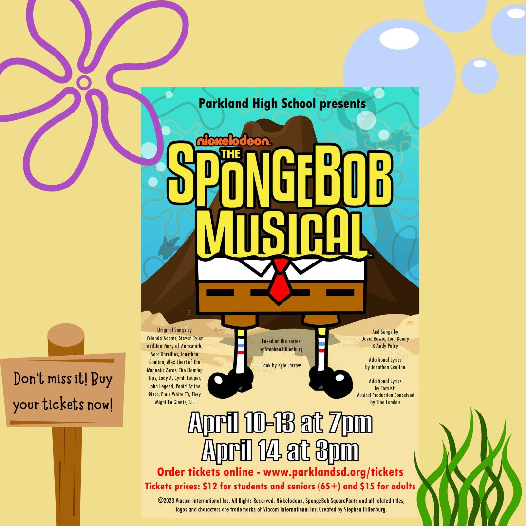 🍍Who lives in a pineapple under the sea-and will save the day?? Get your 🎟️tickets now to see if SpongeBob will save the day! The SpongeBob Musical opens this Thursday night at PHS! Tickets are available at the link in our bio or here: trst.in/CEI08C