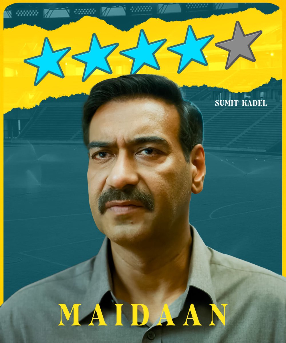 #MaidaanReview Rating - ⭐️⭐️⭐️⭐️ #Maidaan emerges as a CLASS APART sports drama, driven by the stellar performance of #AjaDevgn, breathtaking cinematography, and an electrifying climax lasting 25 minutes. Directed by Amit Ravindernath Sharma, the film celebrates the…