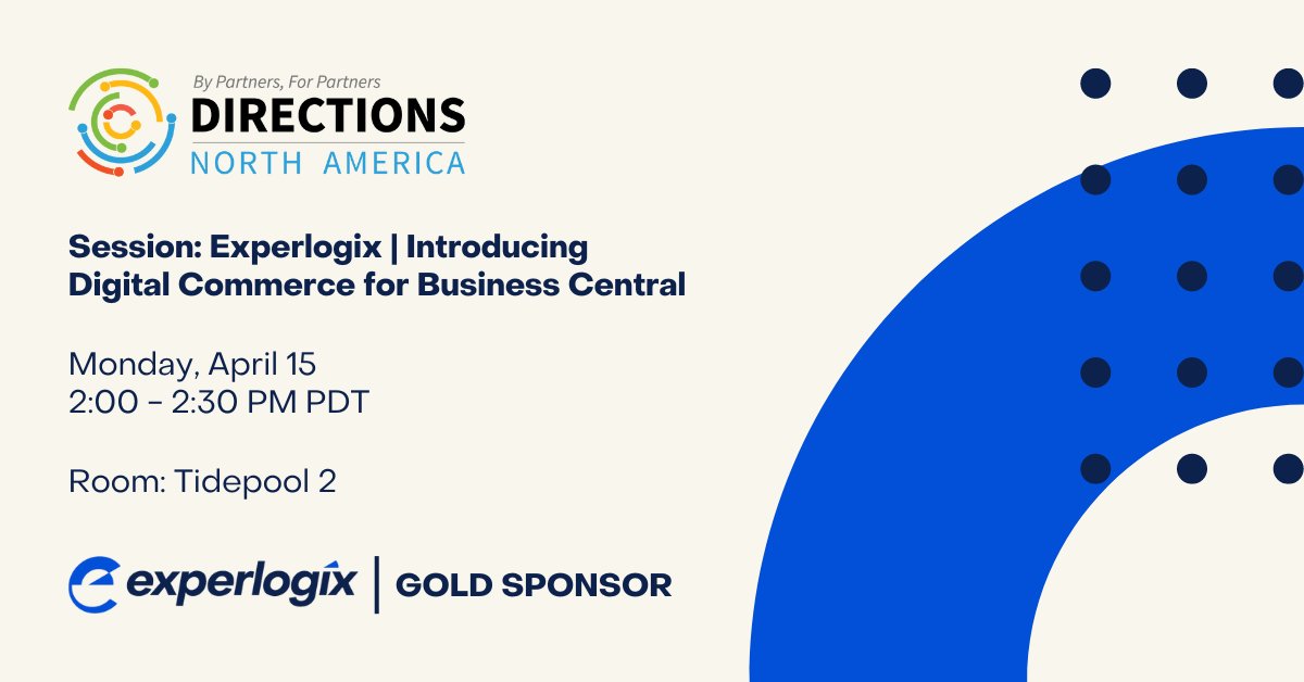 Join us at Directions NA for an exclusive session on 'Introducing Digital Commerce for Business Central' on April 15th at 2 PM in Room Tidepool 2. 🗓️🎤 Don't miss out! Add to your calendar now. See you there!
#DirectionsNA #MSDyn365 #MSDyn365BC #MicrosoftDynamics365