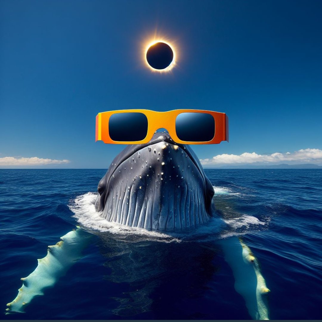 We promise this is a real image of a humpback whale breaking the surface to catch the #solareclipse 🙃 Do you think the eclipse has an effect on the ocean and whales?