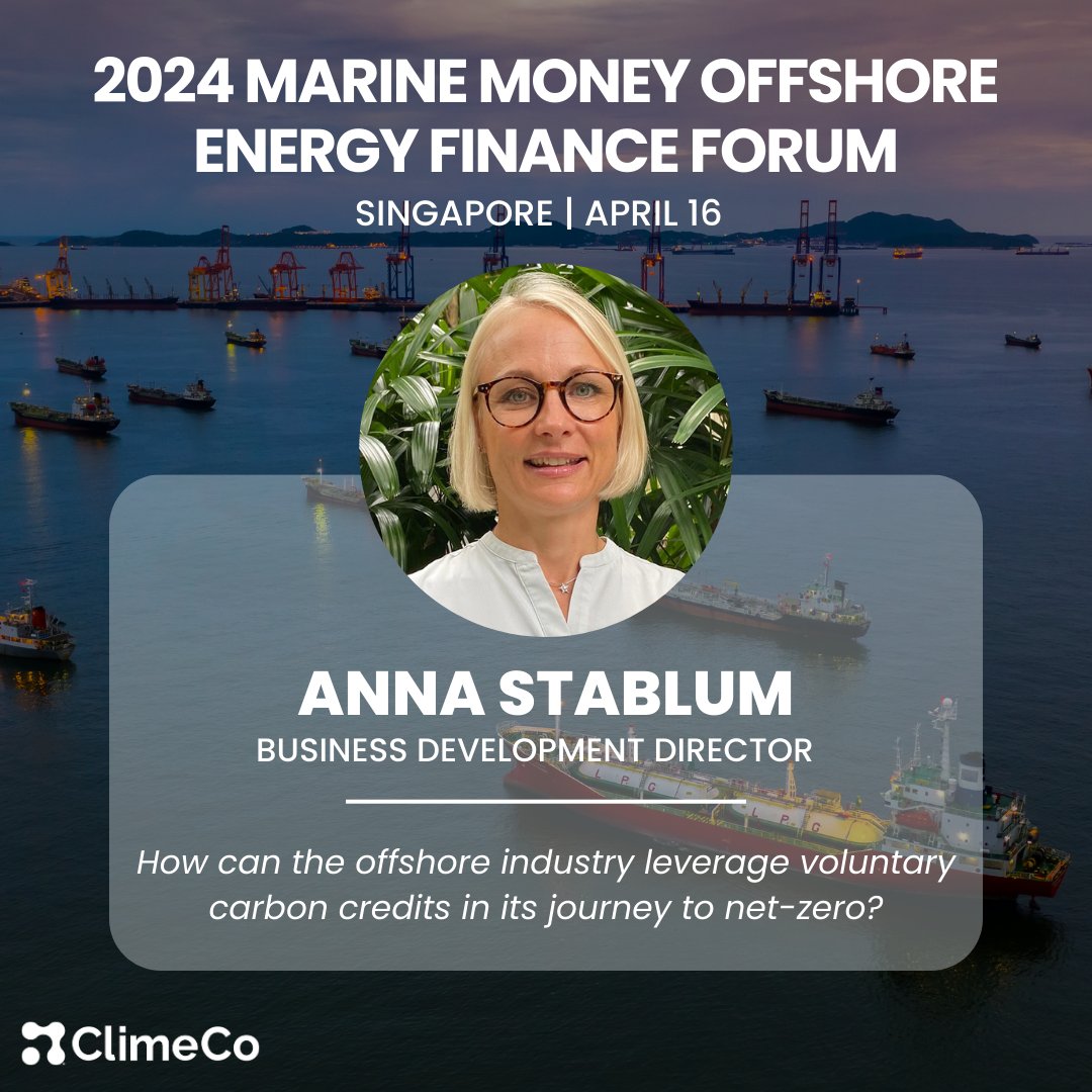 The Marine Money Offshore Energy Finance Forum is held during Singapore Maritime Week on April 16 in St. Regis, Singapore. Join Anna Stablum in her session, “How can the offshore industry leverage voluntary carbon credits in its journey to net zero?” bit.ly/43Ob5tq