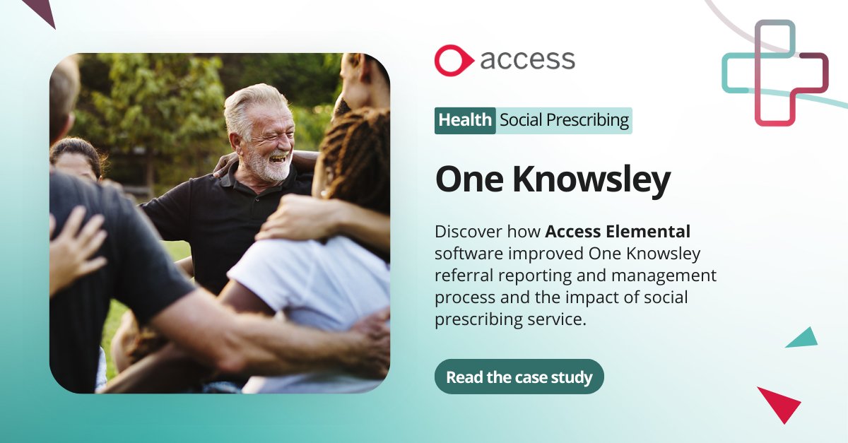 Case Study - One Knowsley Discover how One Knowsley managed to overcome its challenges thank to the Access Elemental Social Prescribing software. Read the full case study: ow.ly/ZoGS50Ras8T #AccessElemental #SocialPrescribing #CaseStudy