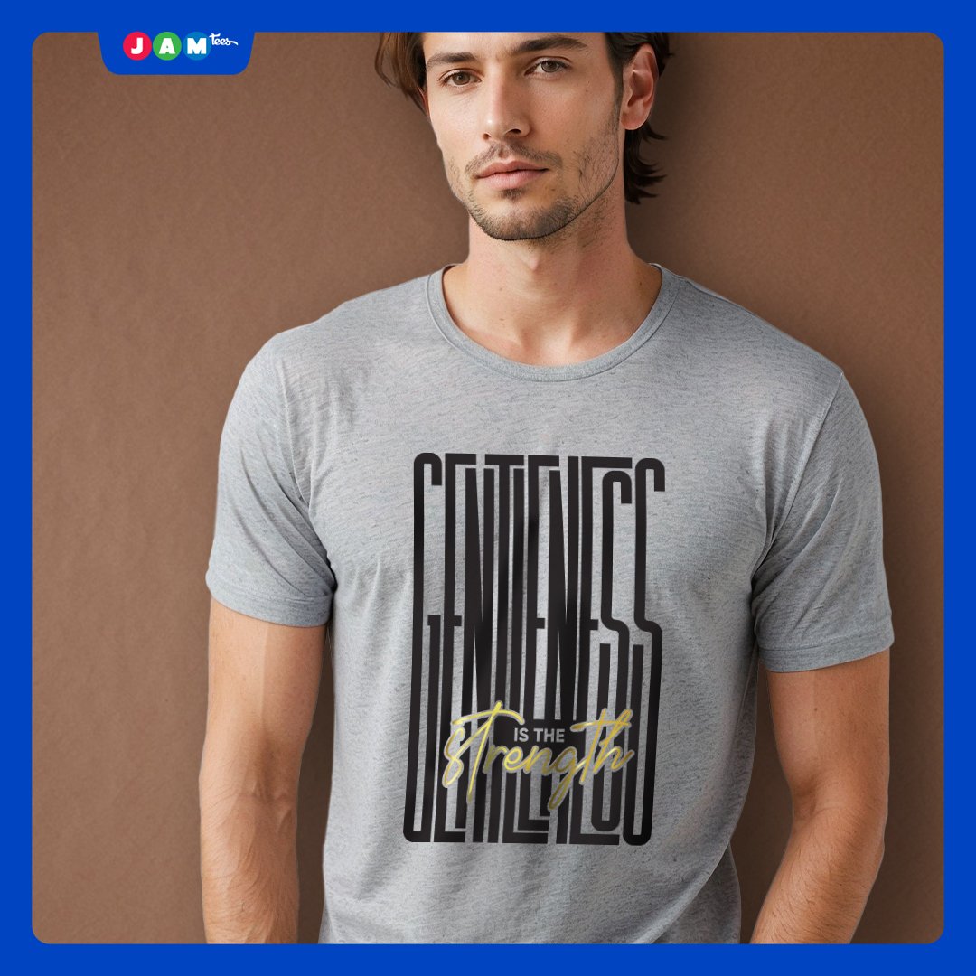 Grey Melange T-Shirt, 'Gentleness is the Strength' whispers elegance in stretched font, noting 'strength' in gold print, casting a radiant glow.
Shop now at jamtees.online/product/306238… 🪶
#StayGentle #JAMtees #tshirt #gentleness #stayinspired #valuesmatter