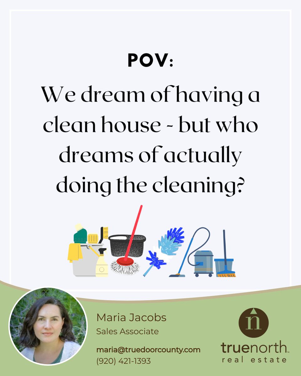 We dream of a clean house, but maybe we should be dreaming of having someone clean it for us! 🧹💭 Who's with me on this? Time to manifest that cleaning fairy! #pov #springcleaning #resetbutton #spring #doorcounty #realtor #lifeindoorcounty #truedoorcounty