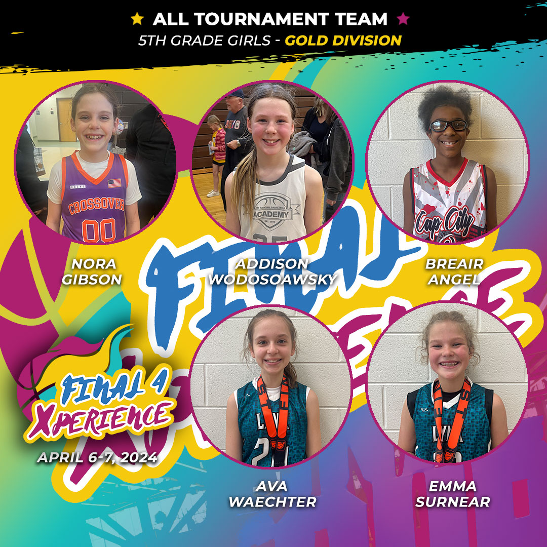 Final 4 Xperience, 5th-grade girls gold division all-tournament team! @tNBA_CLE #CountyLineLynx #CapCityQueens @WV_Crossover