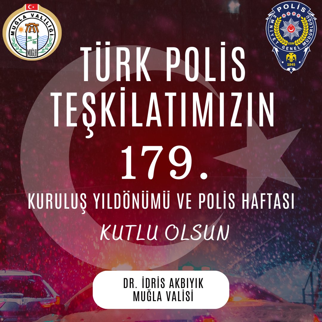 Valimiz Sayın Dr. İdris Akbıyık, Türk Polis Teşkilatı’nın Kuruluş Yıl Dönümünü Kutladı Kurulduğu günden bu yana ülkemizin dört bir yanında büyük bir özveri ve fedakarlıkla çalışan; varlığı ile bizlere güven veren Türk Polis Teşkilatımızın 179. Kuruluş yıldönümü kutluyorum.   Tüm…