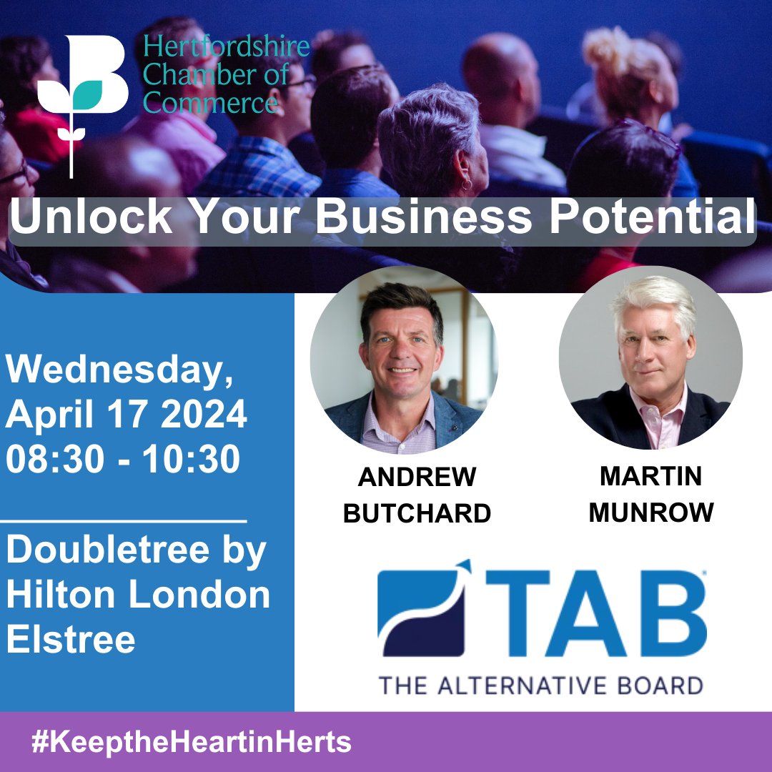 🔓 Unlock Your Business Potential | Wednesday, April 17 We still have a few spaces available for our Unlock Your Business Potential event at the @DoubleTree by Hilton London Elstree in a couple of weeks. To book, visit: my.hertschamber.com/calendar_detai…