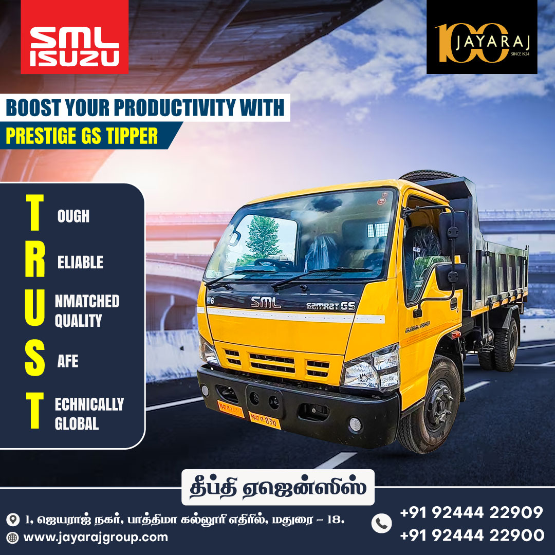 Boost your Productivity with Prestige Gs Tipper - SML - Deepthi Agencies - Madurai #construction #road #highways #excavation #mining #transport #vehicles #lorry #heavyvehicles #Affordableprice #madurai #ramanathapuram #theni #dindugal #new #tipper #schoolbus #staffbus #highsafety
